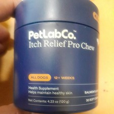 NEW PETLAB CO DOG ITCH RELIEF PRO ALLERGY CHEW SALMON 30 CHEWS BB 05/2026