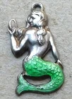 NO RESERVE Vintage 1930s T L Mott Sterling Silver Enamel Mermaid Charm