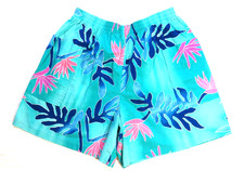 Hilo Hattie Vintage 80's Hawaiian Shorts BIRD OF PARADISE FLOWERS Aloha Aqua XL