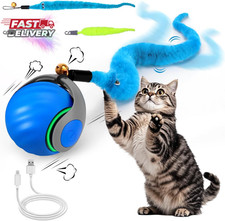 Interactive Cat Toy Ball - Speedy Cat Toys for Indoor Cats with Feather Tails fo