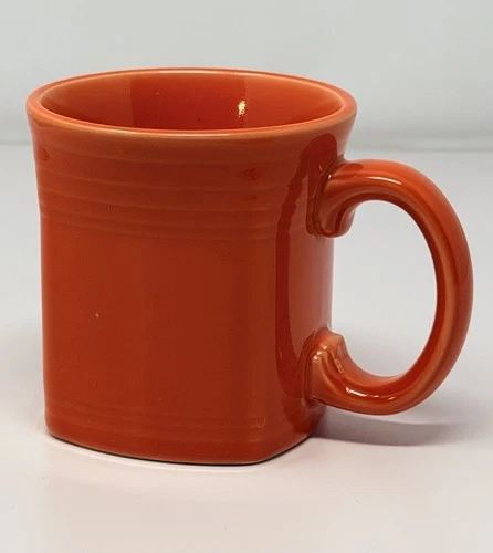 Fiesta Square Coffee Mug Poppy Orange D Handle Homer Laughlin Fiestaware