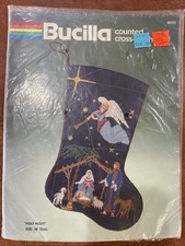 Bucilla Counted Cross Stitch Holy Night Nativity Angel Christmas 18  Stocking