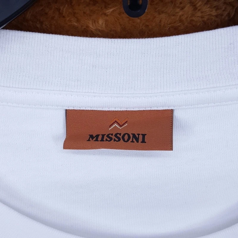 Camisa MISSONI Para Hombres XL Blanca Pullover Crew Bordada Zig Zag Logo Camiseta $500 Foto 4 de 4