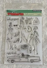 Penny Black HELLO GORGEOUS Clear Stamp Barbie Convertible Purse Martini Retro