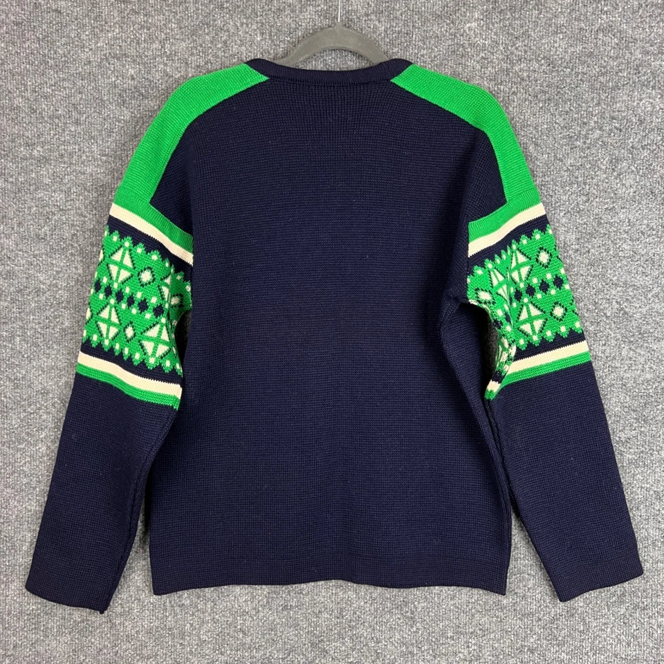 Suéter de esquí DEMETRE para hombre pura lana virgen Fair Isle talla mediana verde marino Foto 2 de 4