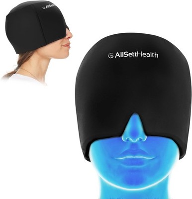 Migraine Relief Ice Head Wrap Cap Hot Cold Gel Therapy Mask Headache Black