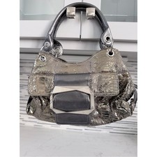New Vintage Gray Metallic Snake-Texture Shoulder Bag