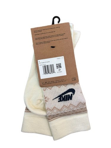 3 Pairs Nike Everyday Essential Dri-Fit Move To Zero Cream CREW Socks LARGE - Picture 2 of 2