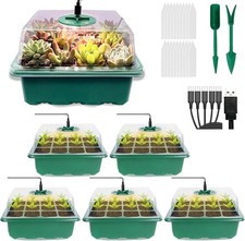 5 Pack Propagator with Lights, Seed Trays, Seed trays with lids, Mini Greenhouse