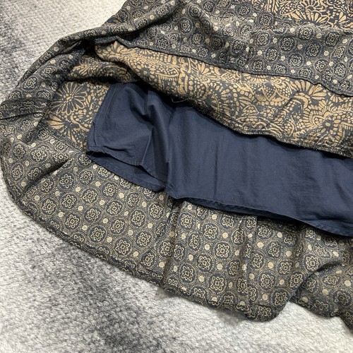 Eddie Bauer Stufen Boho Landhaus Rock Midi Maxi Baumwolle klein Blumen blau braun - Bild 8 von 9