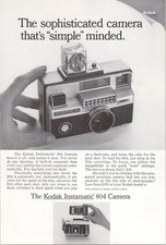 Kodak Instamatic 804 Camera 1967 Vintage Print Ad Simple Minded