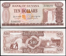 Guyana Banknote 10 dollars ND (1989) Unc Cat# P.23g