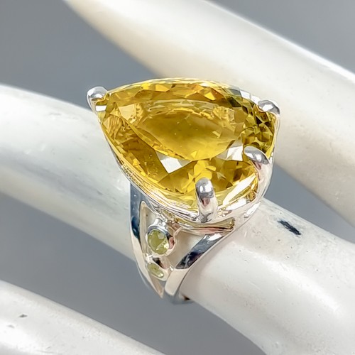 Fine Art 26ct+ natürlicher Zitronenquarz Ring 925 Sterling Silber Größe 7,5 /R417902 - Bild 3 von 8