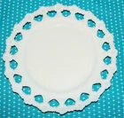 Vtg White Milk Glass Plate Lace Edge Flower Garland Unusual Pattern 7 ¼” Floral
