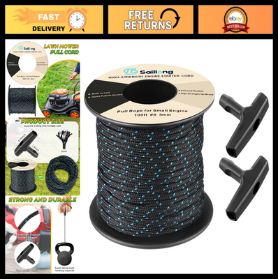 #ad 5mm 100ft Starter Rope Pull Cord for Small Engine Lawn Mower Chainsaw Trimmer $35.99