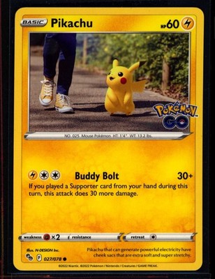 Pikachu 27/78 Pokémon Go Common Pokémon TCG 2022 NM TCG Pokemon Pikachu 0425#215