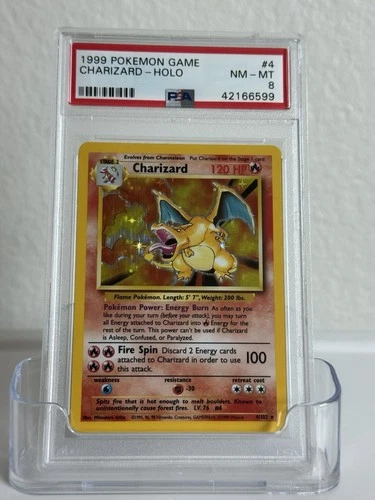 PSA 8 Charizard Base Set Holo Rare 4/102 – Near Mint – Unlimited Pokémon Card
