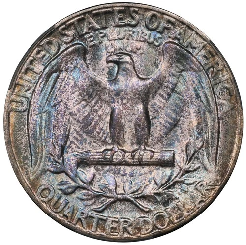 1952 Toned Washington Quarter CAC MS 65 See Video Toning Silver Coin 25C CACG