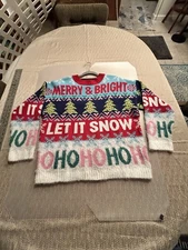 NEW 33 Degrees Merry & Bright Multicolor Oversized Holiday Sweater Top Size XS