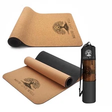 MHW- Live Well Non-Slip Yoga Mat 6mm Extra Thick - Eco-Friendly Cork & TPE Ex...