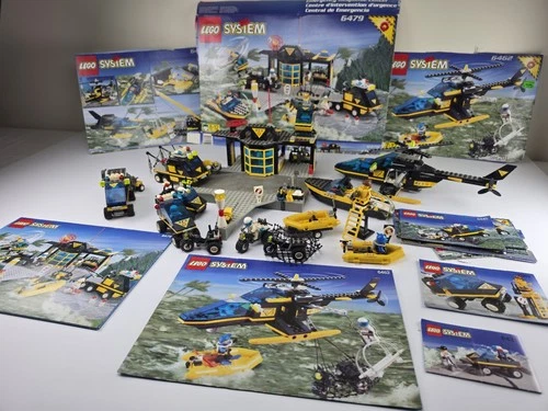 Lego Res-Q 6445, 2962, 6431, 6462, 6479 W/ Manual & Minifigs, few pieces missing