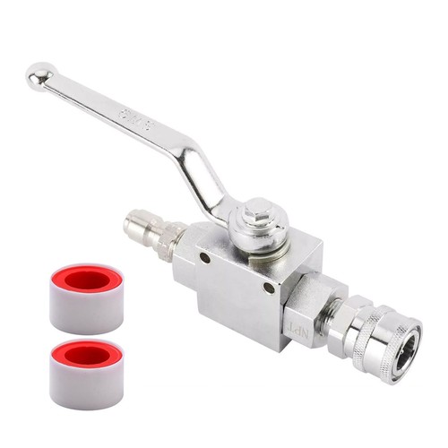 Stainless Steel High Pressure Ball Valve Kit 3/8" NPT Power Washer Sprayer Hose - Foto 6 di 13