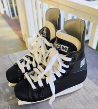 Vintage CCM CHAMPION 90 ICE HOCKEY SKATES Youth Size 13 Black White Laces