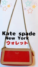 m1122 kate spade New York Leather Crossbody Bag Red Beige Near Mint Condition