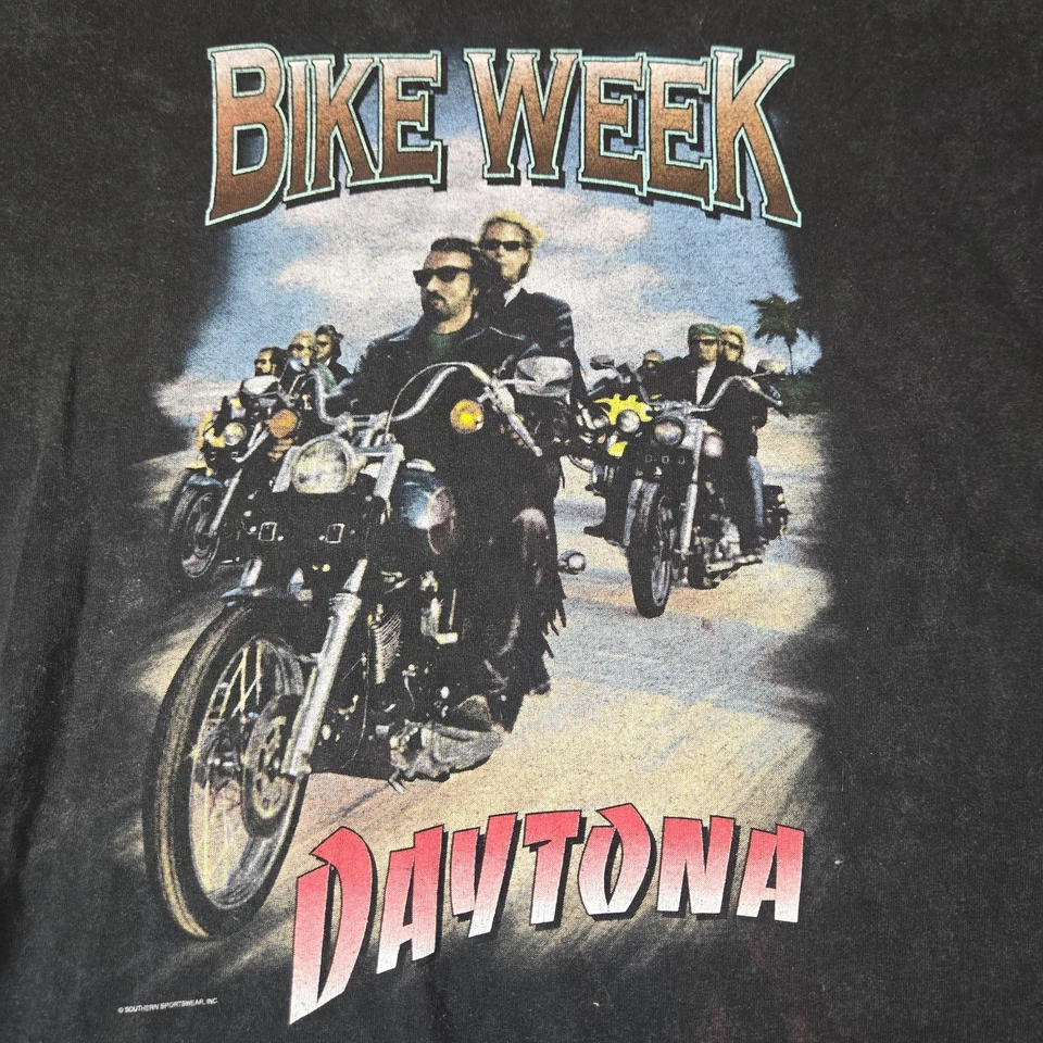 1997 Bike Week Daytona Beach T-Shirt Men’s 2XL Black Biker Motorcycle Rally Fade - Image 2 of 4