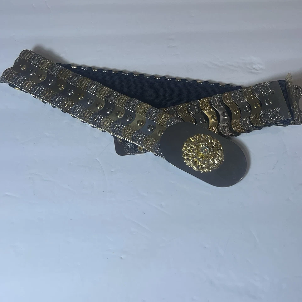 复古 Marshal 皮带钩针水钻人造皮革金色复古亮片弹力 — 第 4/4 张图片