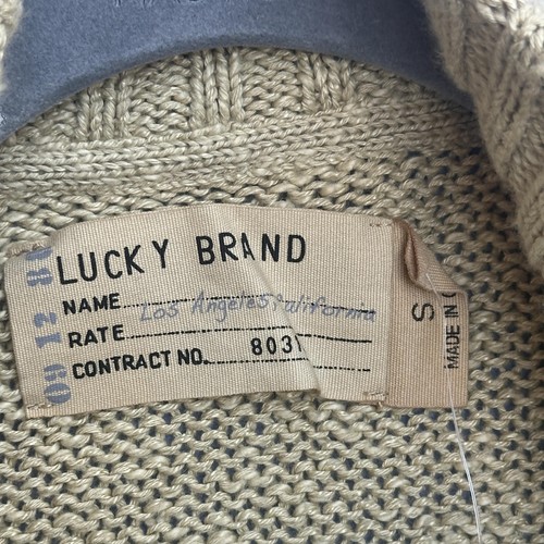 Lucky Brand Sweater Mens Small Khaki Full Zip Mock Neck Linen Blend 7M50236 - Picture 3 of 9