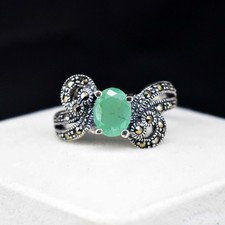 Untreated Natural Emerald Designer 5.41 Gm 925 Sterling Silver Engagement Ring