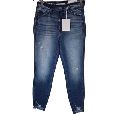KanCan High Rise Skinny Jeans  Raw Hem Button Fly NWT Sz 9/28
