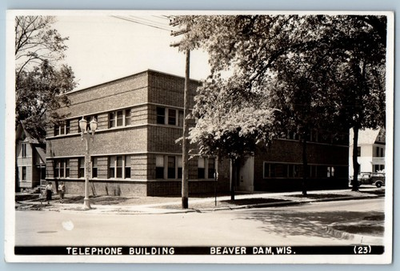 #ad c1950#x27;s Telephone Building Car Beaver Dam Wisconsin WI RPPC Photo Postcard $19.47