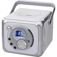 FM Stereo Receiver CD555 Bluetooth Boombox Top Loading CD Player Silver New