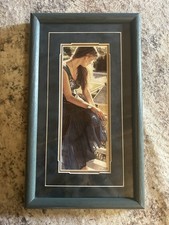 Steve Hanks Framed Watercolor Print of Woman in White Slip Dress