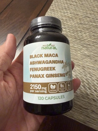 Why Not Natural 4-in-1 Organic Black Maca Root, Ashwagandha, Fenugreek, Panax Gi