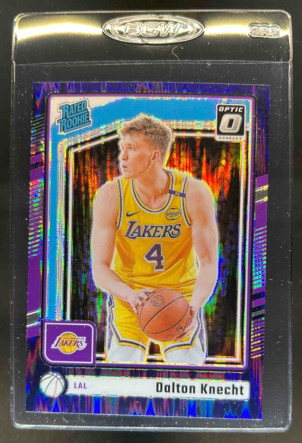 2024-25 Donruss Optic Dalton Knecht Rated Rookie Purple Shock RC #256 Lakers