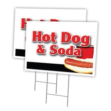 Hot Dogs  Soda Combo Multi-Pack of Yard Signs  Stake plastic coroplast window