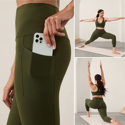 NWT Athleta Salutation Stash 7/8 Tight 2X 16W 18W Aspen Olive Pockets Breathable