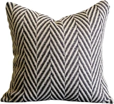 Boho Throw Pillow Cover Black and White Knitted Woven 20" x 20" (Pack of 1)