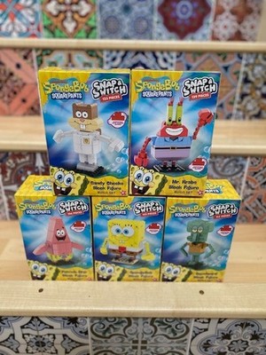 Spongebob Squarepants Snap & Switch Block Figure Full Set of 5: Mr. Krabs-New!