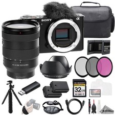 Sony ZV-E10 Black Body  FE 24-105mm f/4 G OSS Lens 32GB  3 PC Filter- Kit