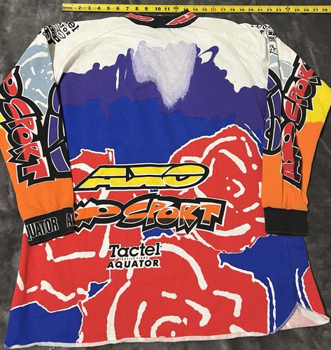 Vintage 1993 Axo Power Sports Motocross MX Jersey Shirt Size Large Grafitti Neon - Picture 14 of 15