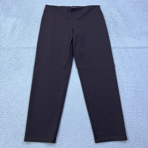 Eileen Fisher Pants Womens Large Brown Slim Pull On Stretch Washable Crepe Ankle