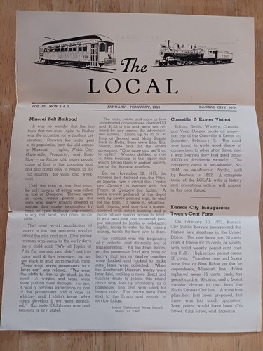 THE LOCAL - KANSAS CITY, MO. RAILROAD BOOKLET, 1952