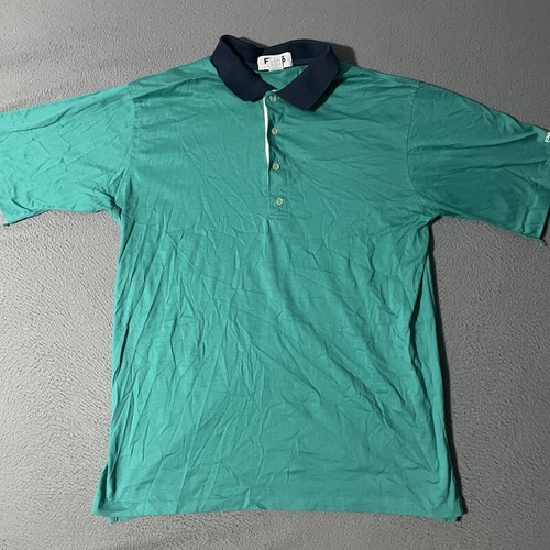 Vintage Ping By Karsten Polo Shirt Size Large Teal Green 100% Cotton Made In USA