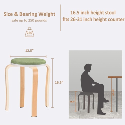 Sturdy Stackable Wooden Stools with Anti-Slip Feet - Perfect for Any Room - Picture 4 of 9