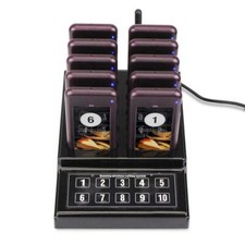 Restaurant Coaster Pager Guest Wireless Paging Queuing Calling System 10 Pagers