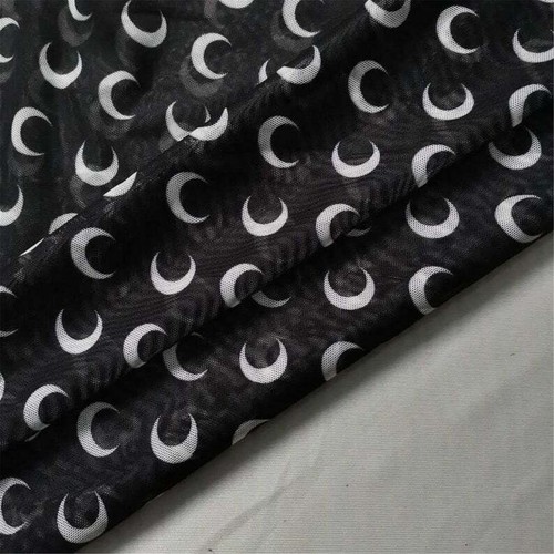 Stretch Fabric Black Lace Print Moon Allover 63" Wide Fabric Sold By the Yard - Picture 5 of 14